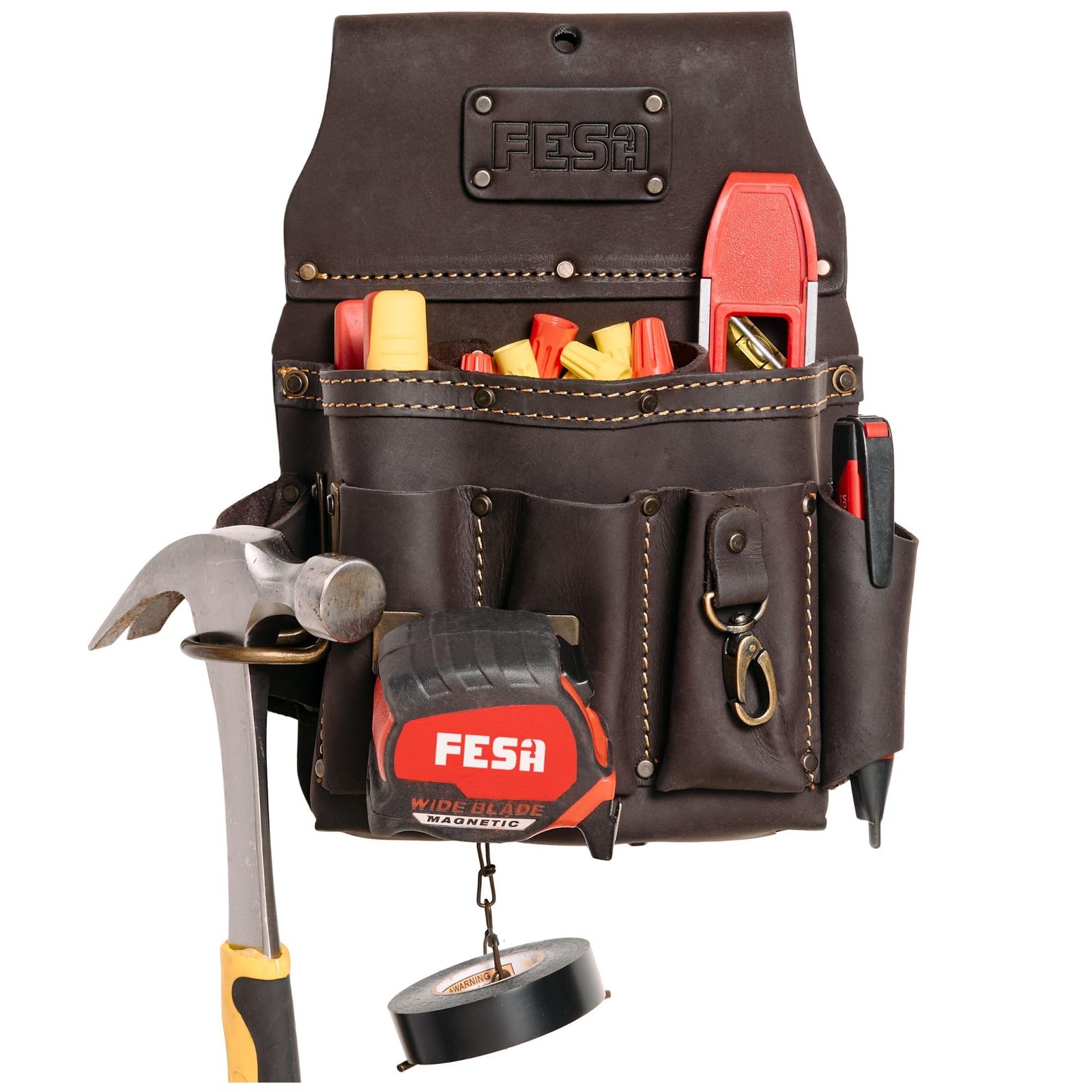Leather Electrician Tool Pouch – 13-in-1 Top Grain Leather Electrician Pouch …