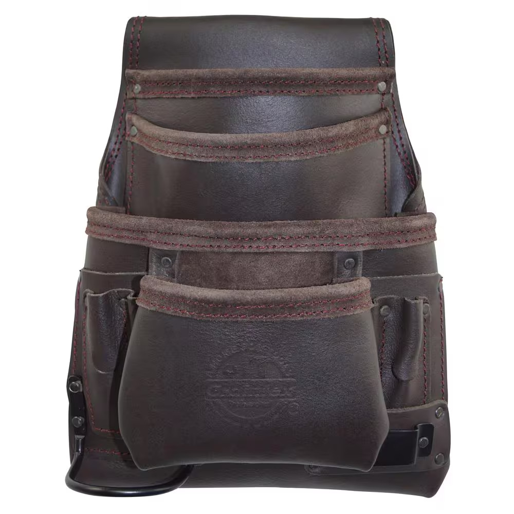 10-Pocket Oil Tanned Leather Nail and Tool Pouch Free Shipping New