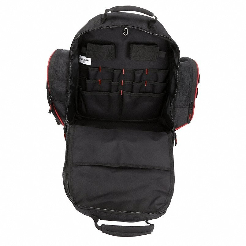 Westward 32PJ48 Heavy Duty Tool Backpack Bag Polyester Black Multi Pocket