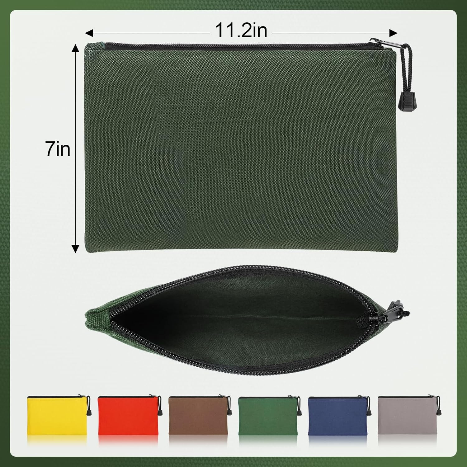 ANPHSIN 6 Pack Canvas Tool Bags Pouches – 11.2”X 7” Heavy Duty Zipper Pouch