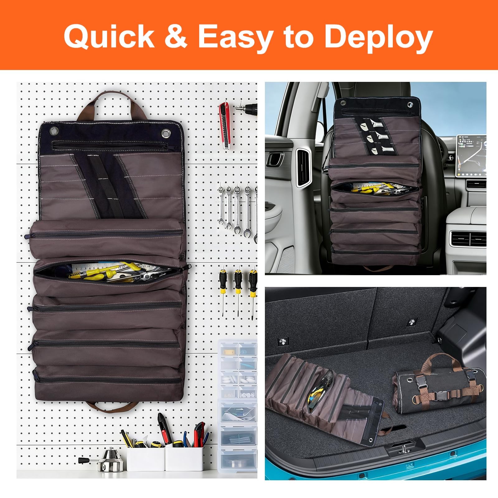15L Heavy Duty Roll Up Tool Bag Organizer Wrench Socket Pouch Mechanic