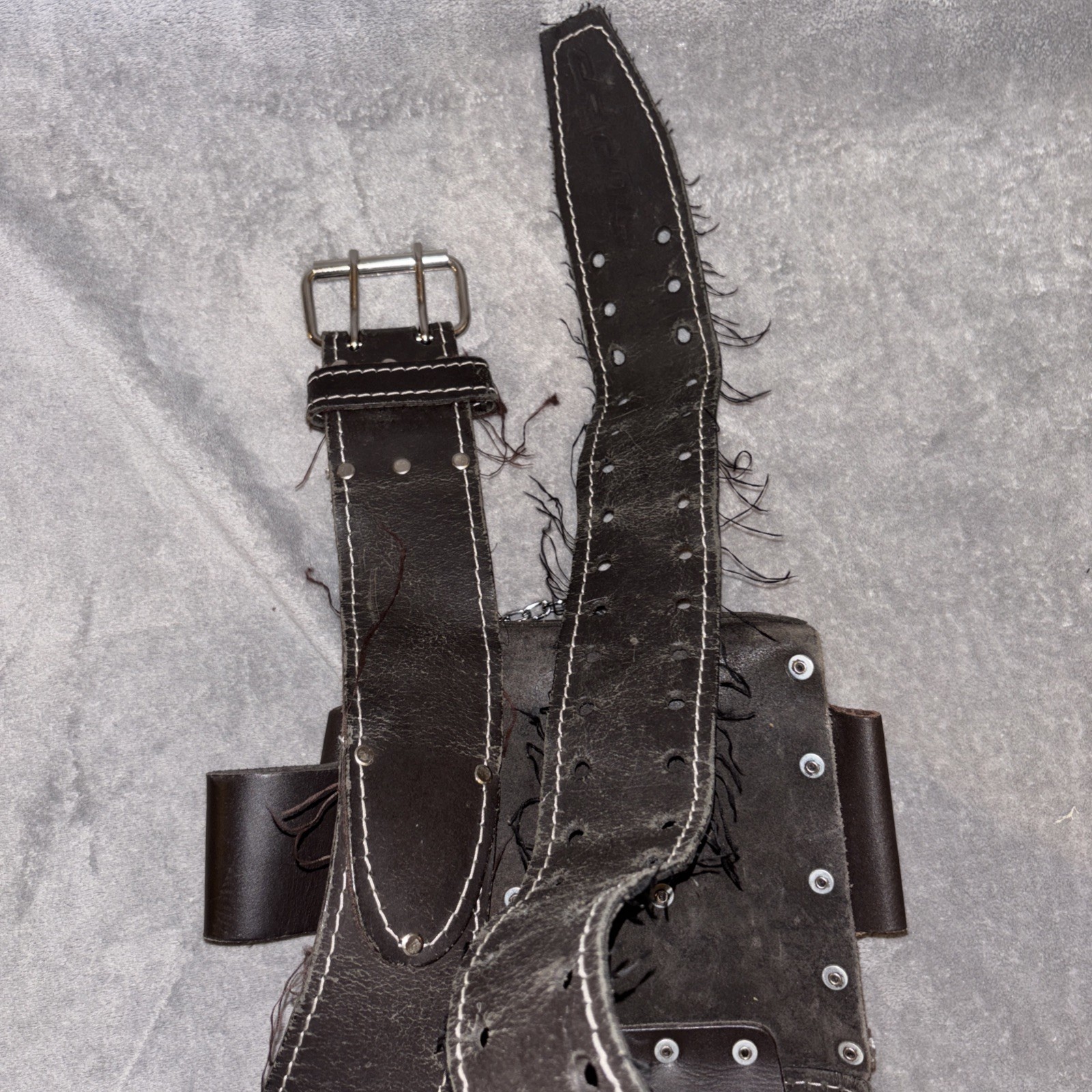 Black Leather Masterforce Tool Pouch Tape Holder Electricion & Construction 🔥
