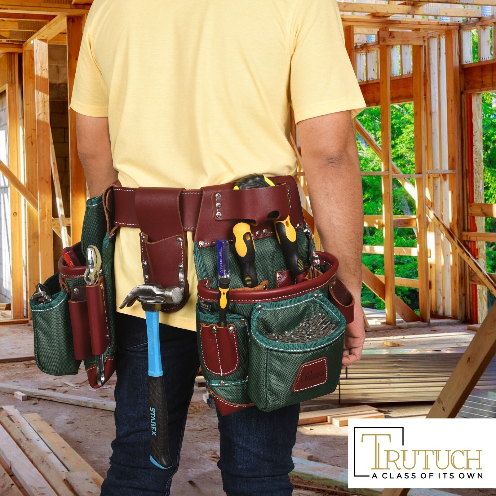 TRUTUCH Nylon and Leather Tool Belt | Framing Tool Bags | Nylon Tool Pouch