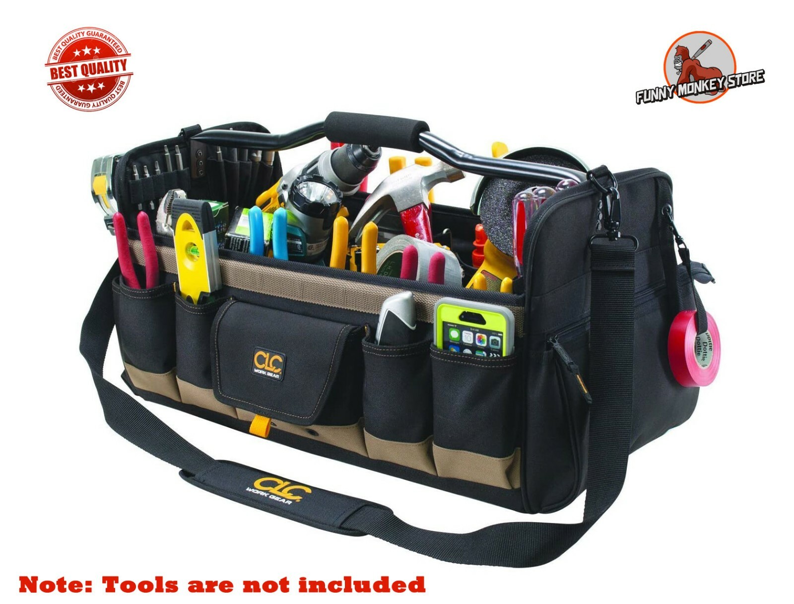 CLC Tool Bag Tote Pouch Organizer Portable Storage Carrier Case Open Pockets
