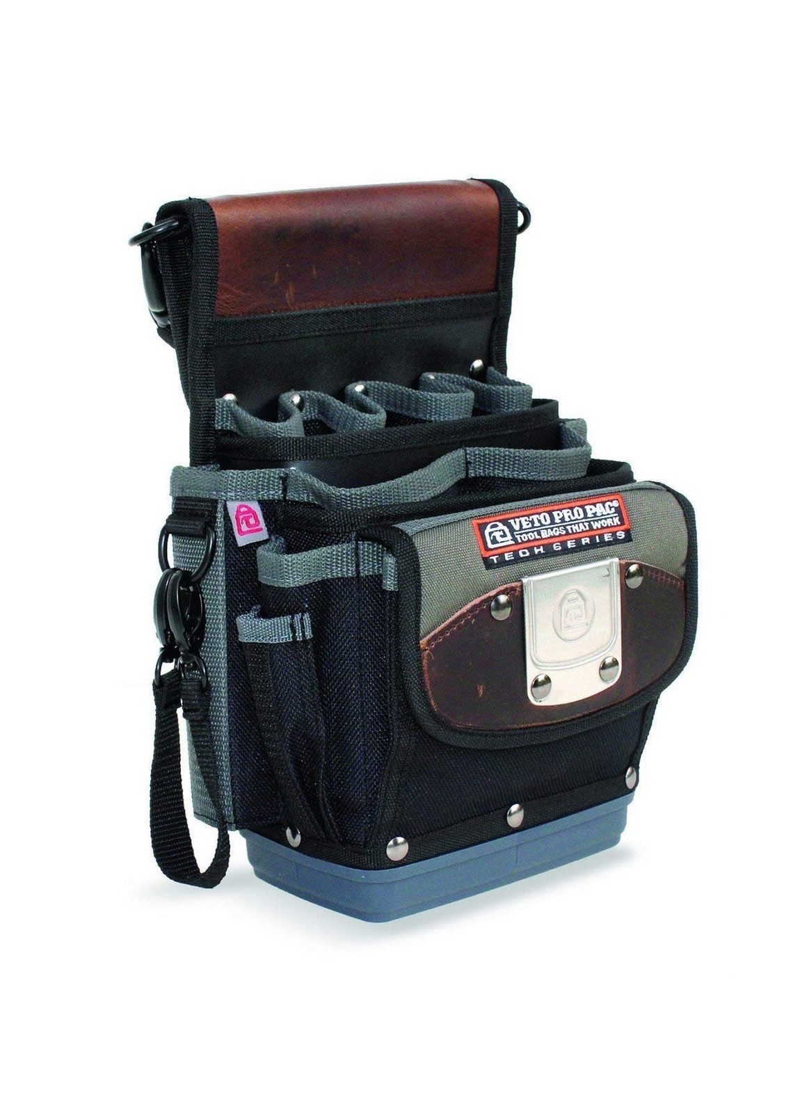 Tool Pouch with Hard Plastic Base, Multiple Pockets for Contractors