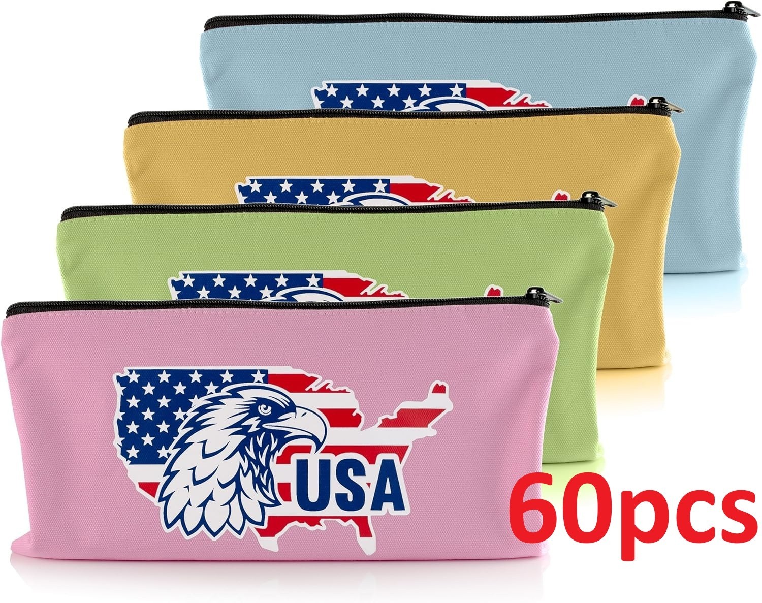 60pcs Colorful Canvas Tool Bags Wholesale Lot 12.5 x 7 Inches Makeup Tools Art