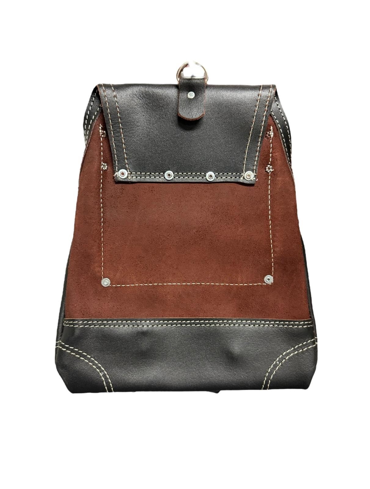 Big Extra Pocket Leather Tool Pouch Bag 2 Sided Hammer Holders