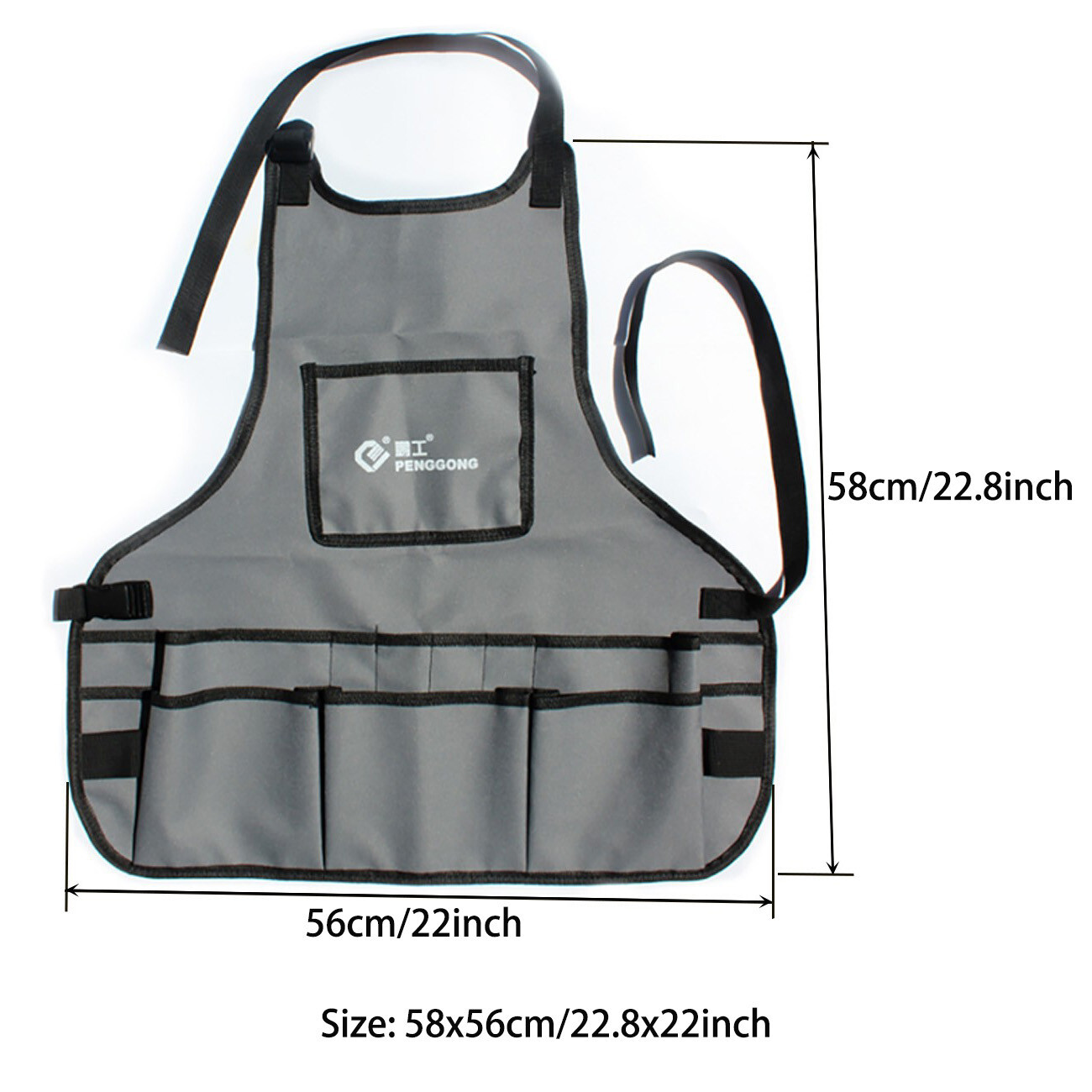 Portable Apron Tool Bag Multiple pocket waterproof 600D Oxford cloth for Garden