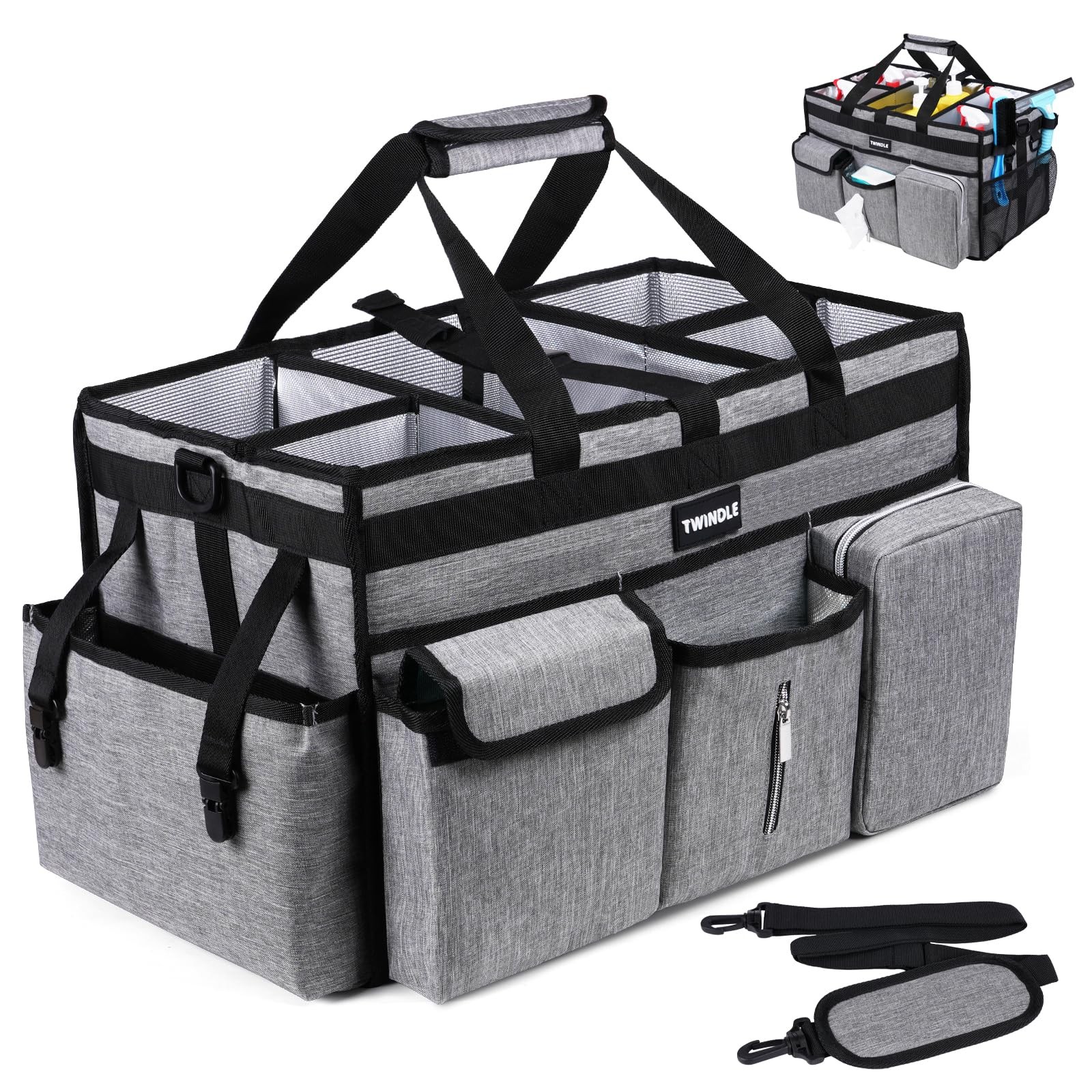 Extra Large Cleaning Caddy Bag with Rigid Support Board, Cleaning Organizer T…