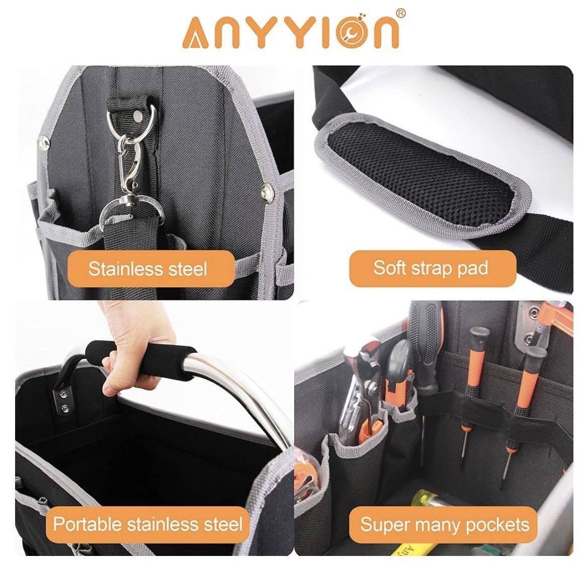 Anyyion 17-Inch Tool Bag Tool Tote Electrical and Maintenance Tool Carrier New