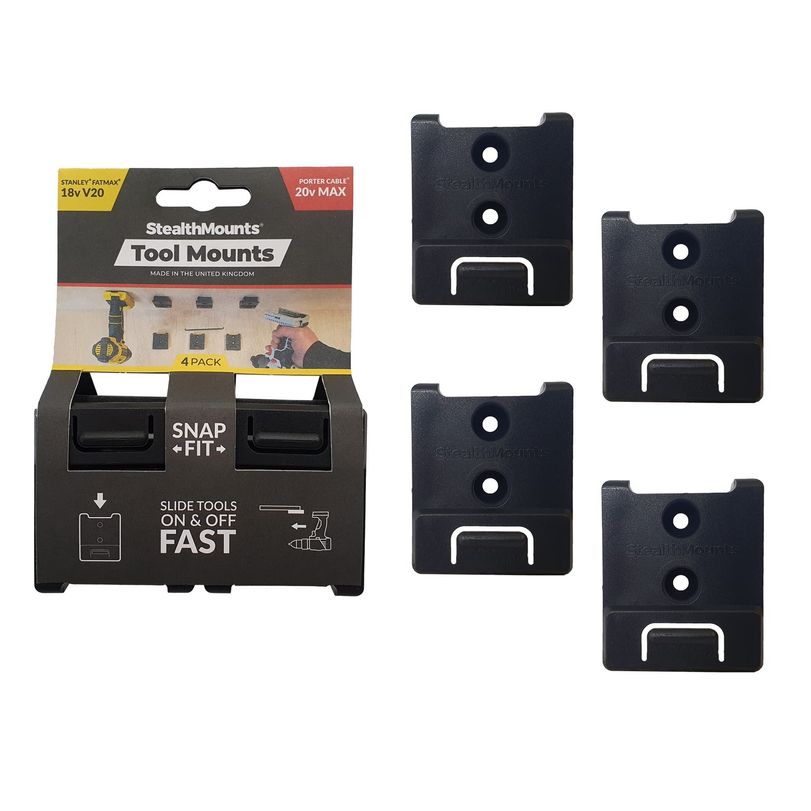 Tool Holder with Porter Cable 20V (4 Pack) – Black | Locking Tool Mounts | Ma…
