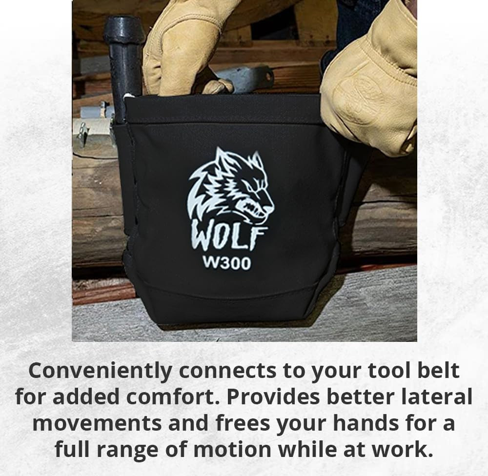 Wolf Black Canvas Tool Pouch, Tunnel Belt Loop, Bull Pin Loops & Bolt Bag Tote