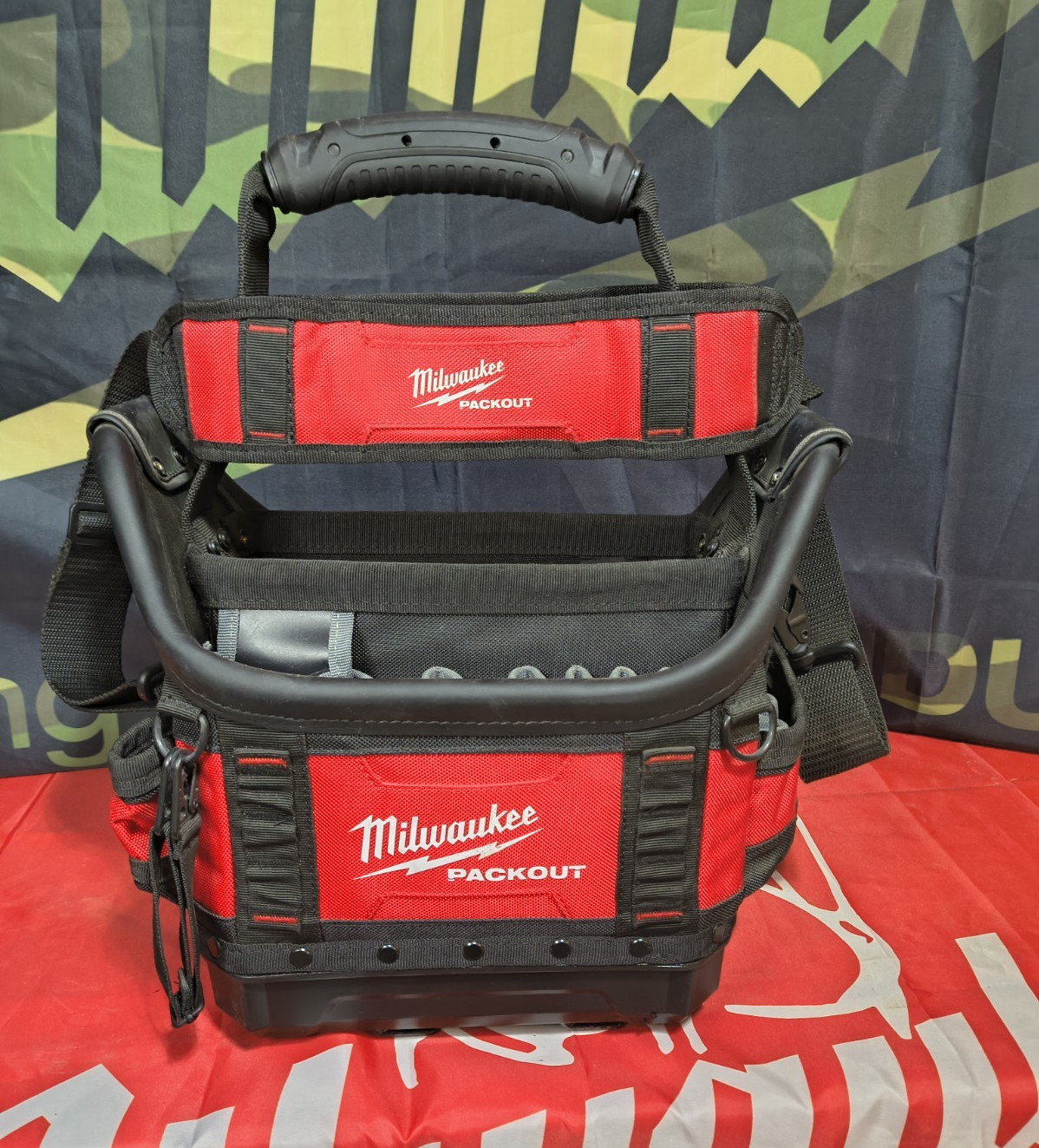 Milwaukee PACKOUT Tool Tote w/ Handle, Shoulder Strap, Red/Black