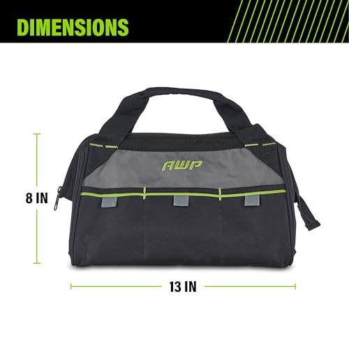AWP 13 Inch Black Durable Polyester Professional Contractor Tool Bag