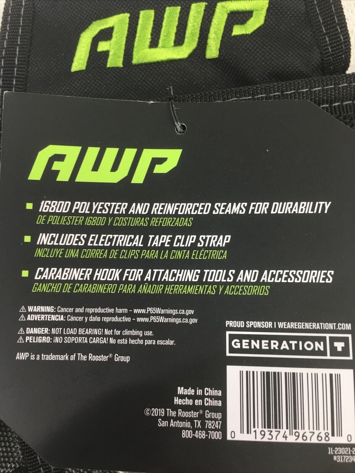 AWP 317234 Electrician Nylon Tool Pouch 13 Pockets-Belt Loop or Clip-LOT OF 3