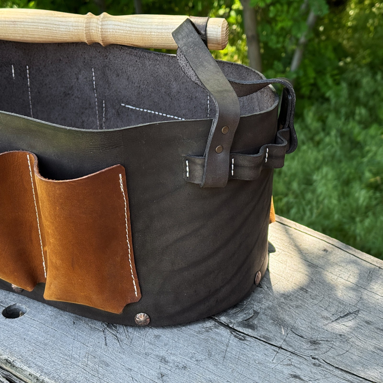Genuine Leather Tool Organizer, Carry Bag for Woodworking and Garage Tools