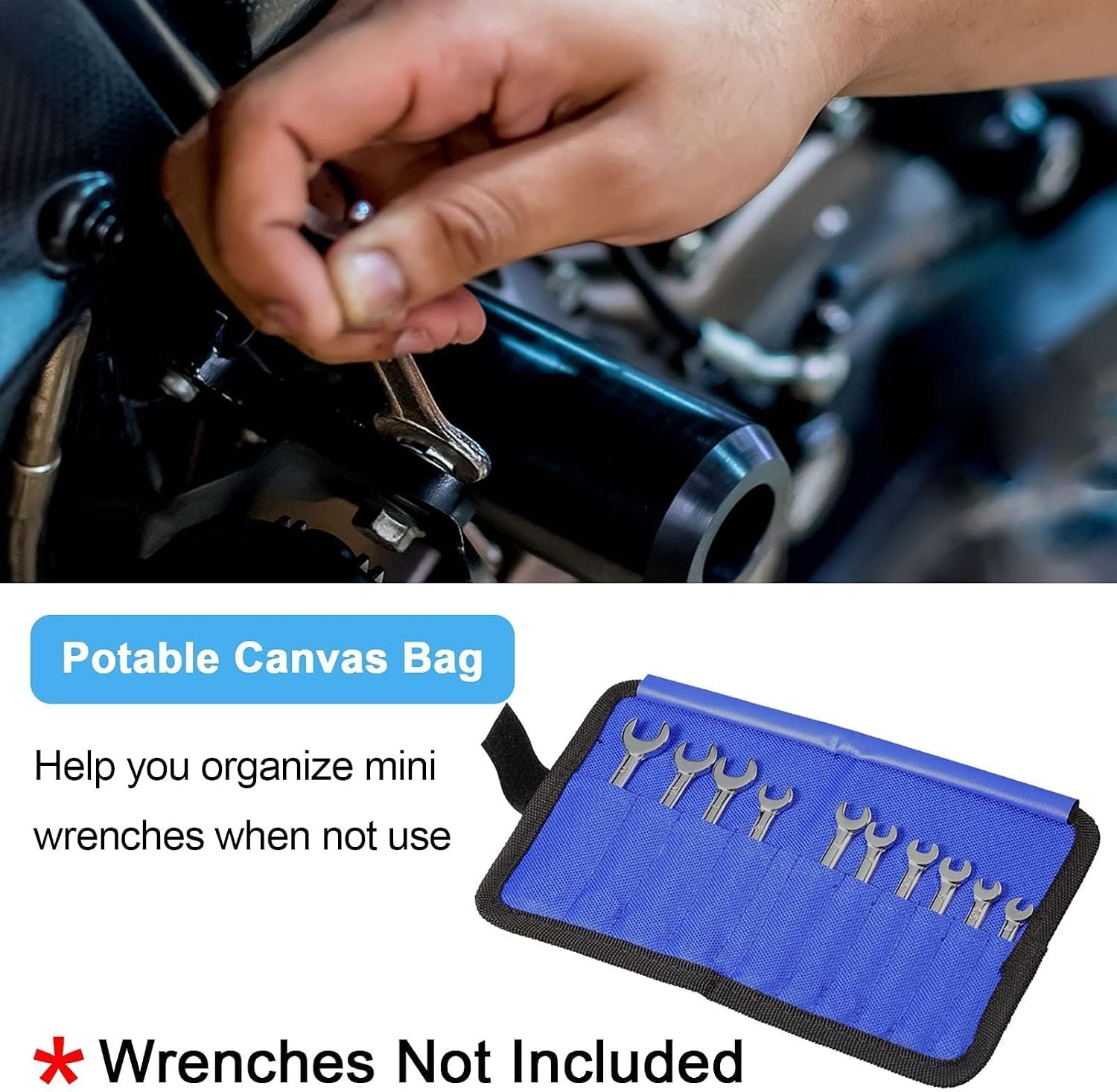 10 Pocket Mini Wrench Storage Bag Portable Tool Pouch Organizer Orange Canvas