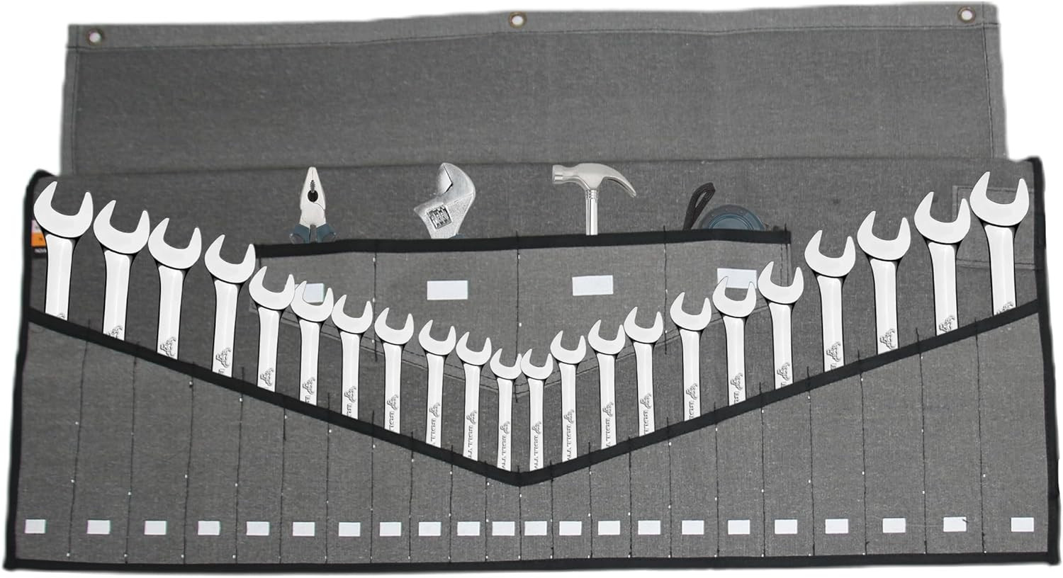 BULL TOOLS Wrench Roll, 26 Pocket Tool Pouch, Tool Bag Wrench Organizer Metric &