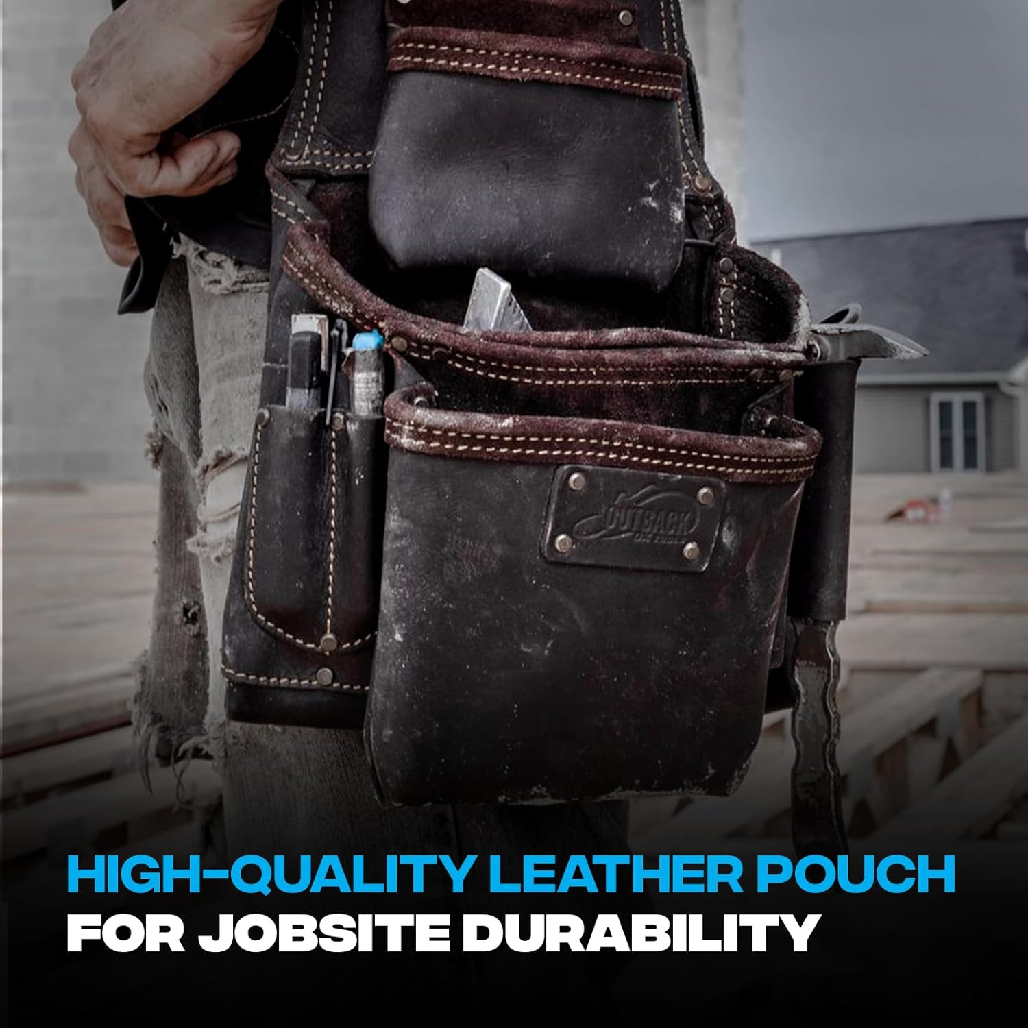 Pro Full Grain Leather Tool Pouches – Made with Double Stitching and Rivet Reinf