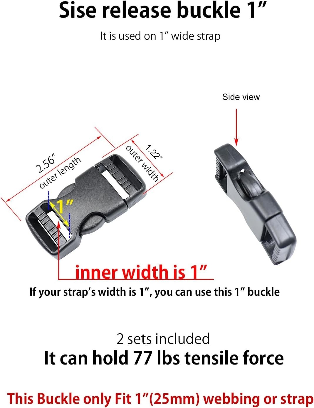 1 Inch Quick Release Plastic Buckles – Strong, Easy-to-Use strap Fasteners