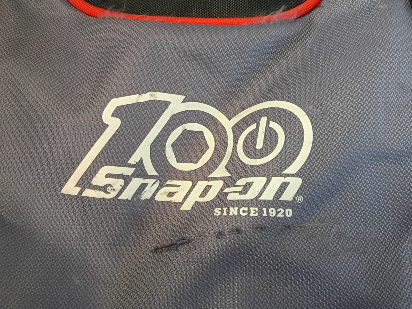 Snap-on 100 Since 1920 Fabric Backpack Tool Bag Gray Black Red