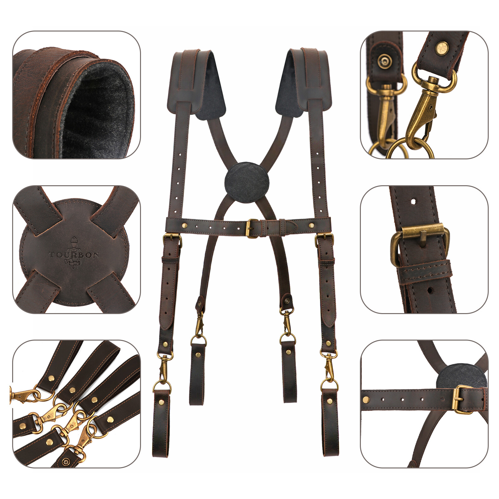 TOURBON Tools Harness Suspender Carpenter Workshop Rig Belt Loop Canvas/Leather