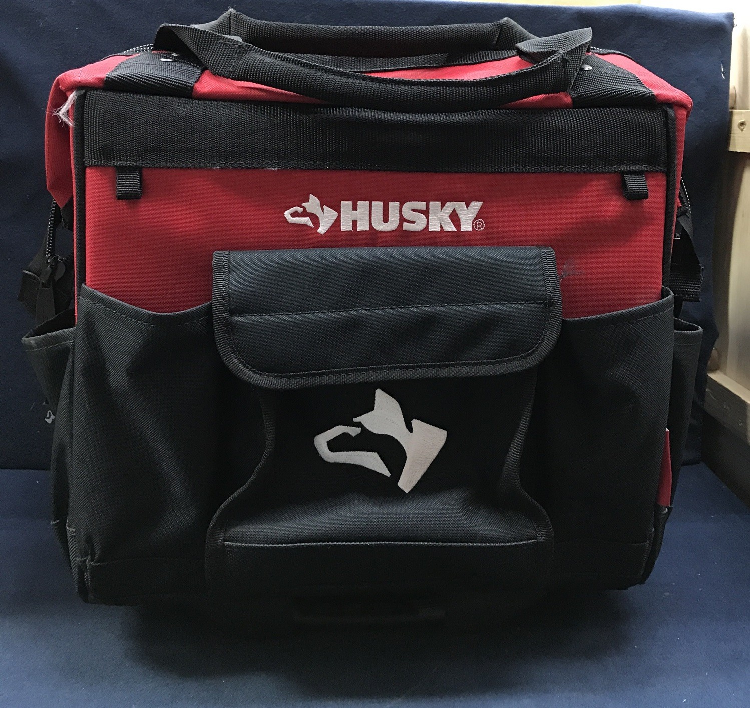 Husky Rolling Tool Bag 14 in. 13-Pocket Weatherproof Zippered Top Polyester