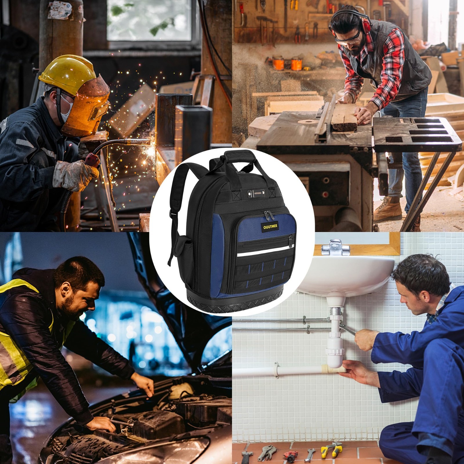 Heavy Duty Tool Backpack 17″ – Water-Resistant Multi-Pocket Bag for Electricians