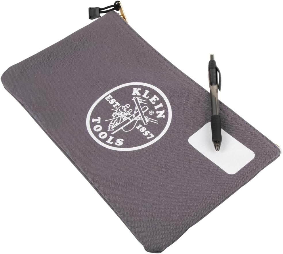 Klein Tools 55578 Zipper Bag with Divider, No. 10 Canvas, 7-Inch x Gray