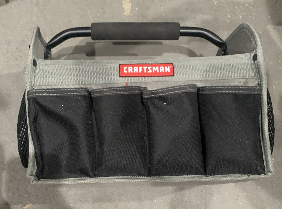 Craftsman 12” Tool Tote Bag Green Black 7 Pocket Caddy External Pockets