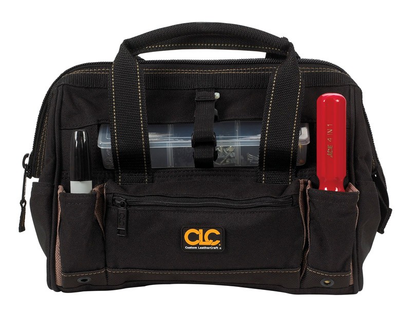 CLC 8×9 Polyester Tote Bag 21 Pocket Black/Tan w/ Plastic Tray