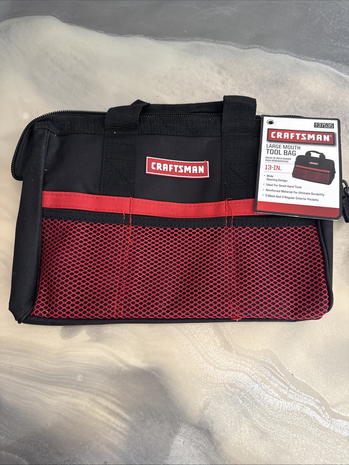 Craftsman 13″ X 8″ Large Mouth Tool Bag 6 pocket Black/Red PN 37535 New NWT