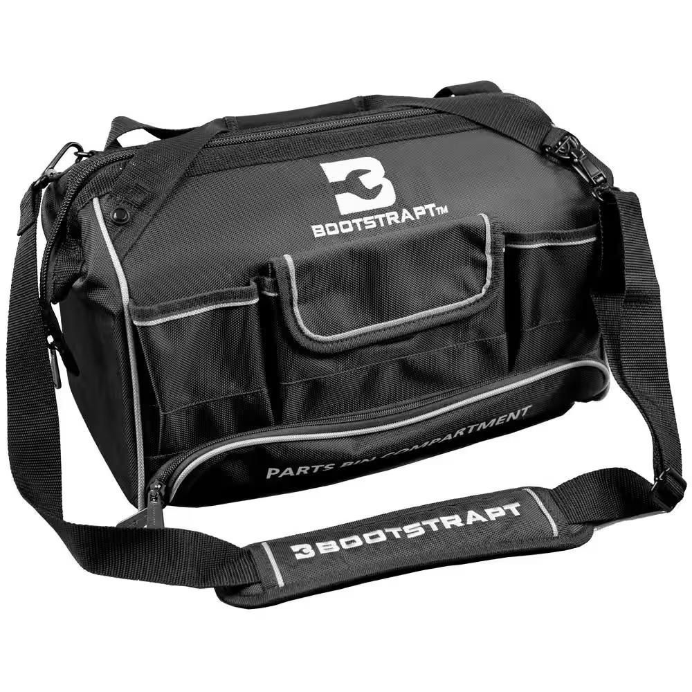 16 In. Large Mouth Tool Bag with Integrated Parts Bin Compartment