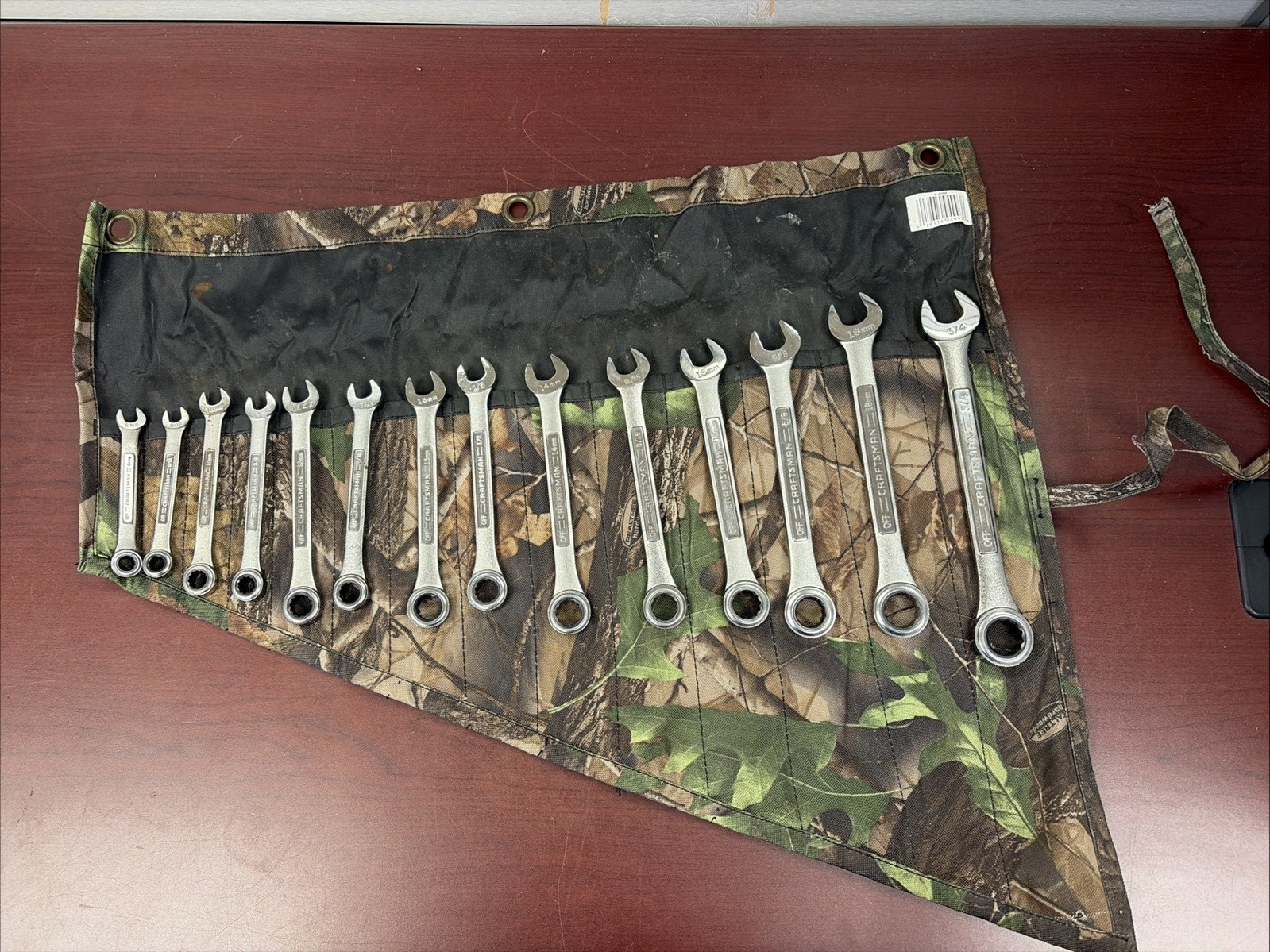 Craftsman Camouflage 14 Ratcheting Wrench USA SAE & MMM Roll-up Pouch # 40988