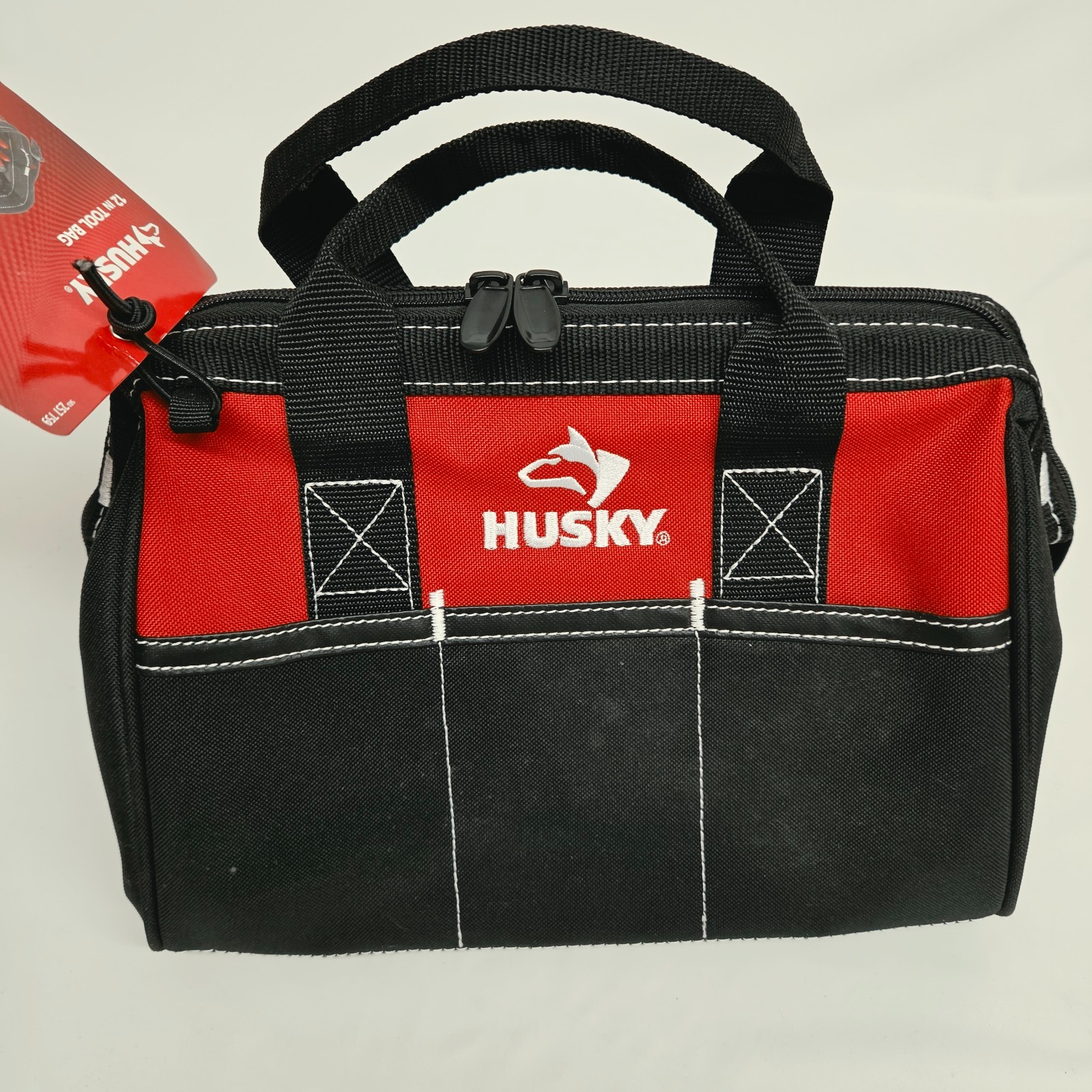 Husky 12″ Wide Mouth 4 Pocket Dual Zippered Tool Bag 12 x 7 x 9 NEW w/ Tag