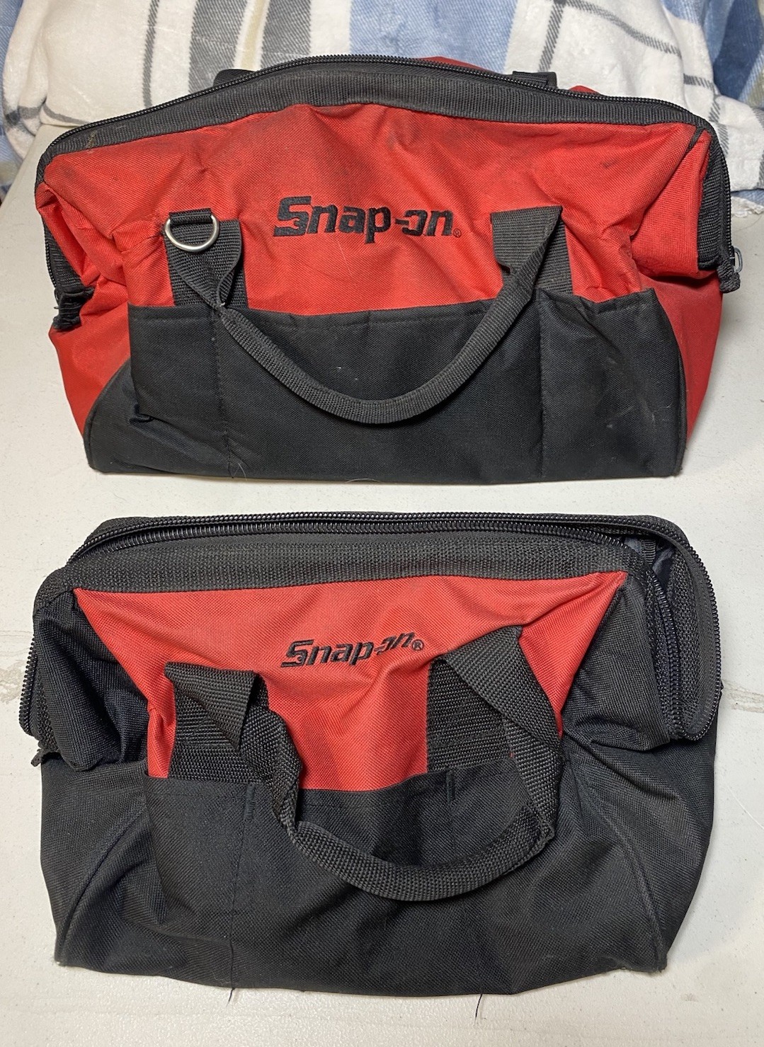 Snap-on Tool Bags Set of 2 Red Black Fabric With Handle