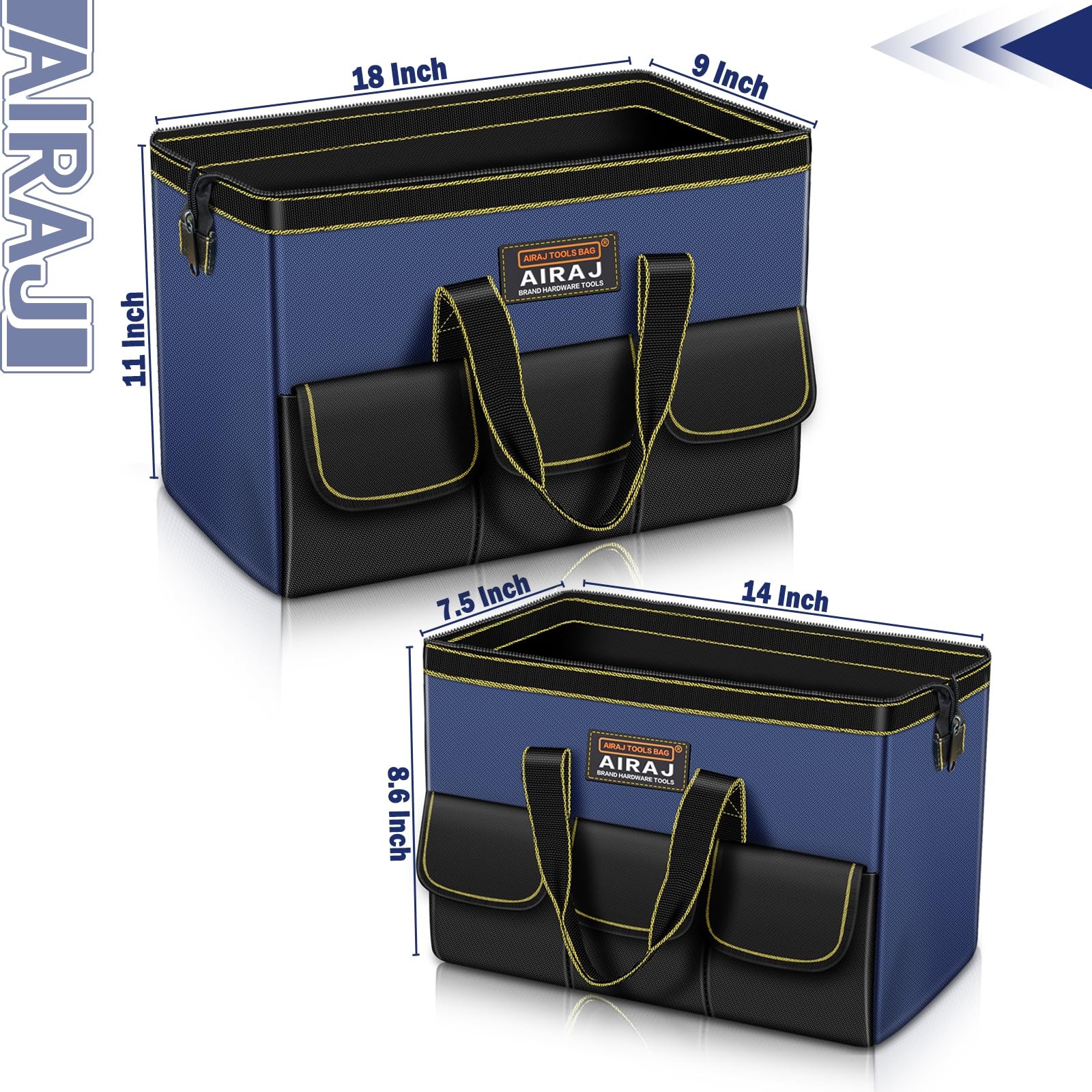 Tool Bag 2 Pack Set 18 And 14 Inch Portable Storage Wide Mouth Tote