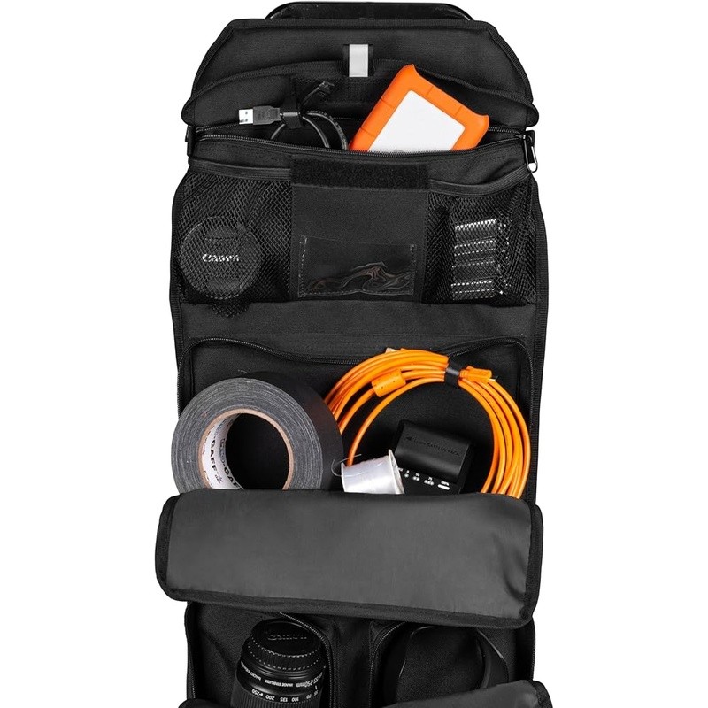 Durable Utility Cart Accessory Pouch W/ Multiple Zippered Pockets & D-Rings New