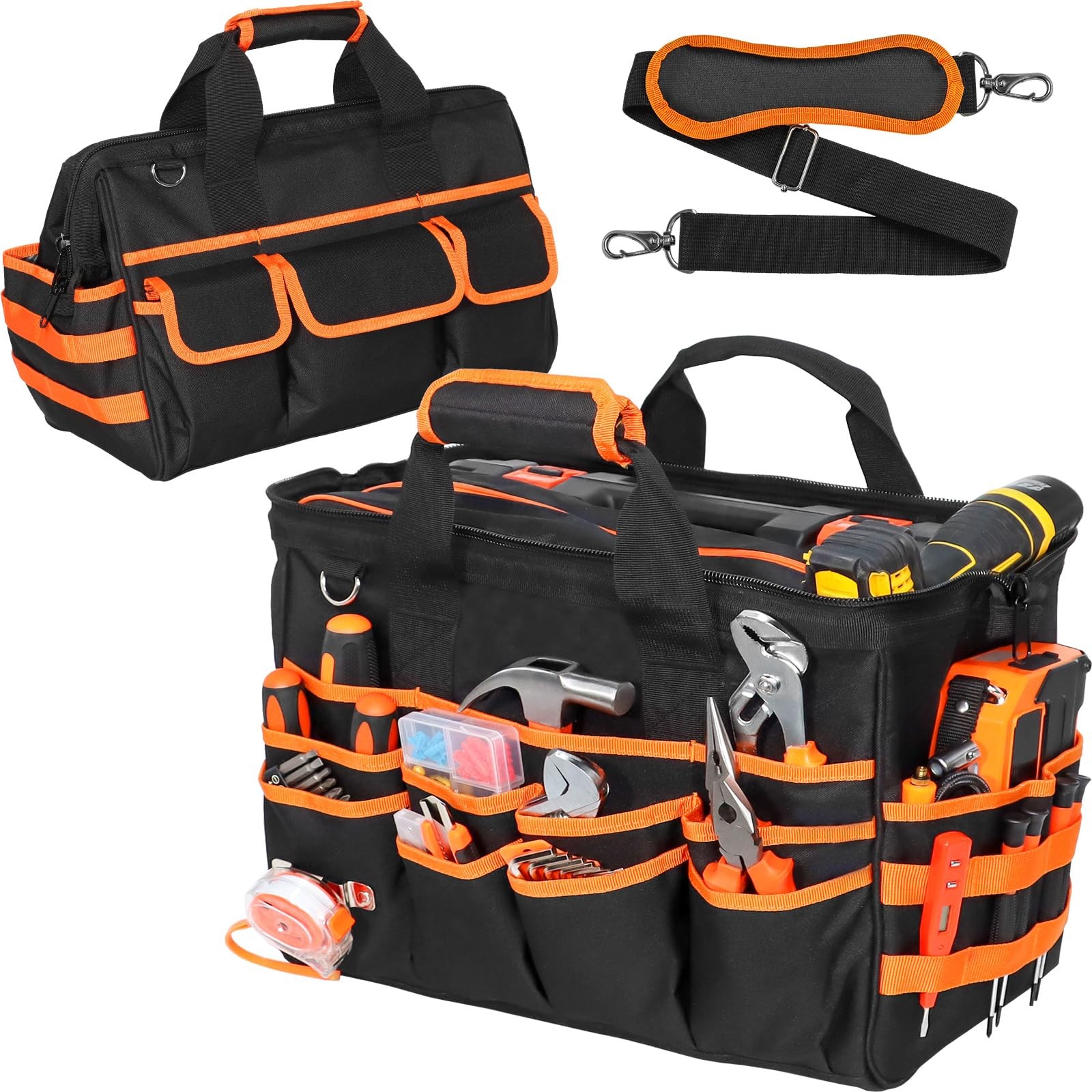 17 Inch Heavy Duty Tool Bag MultiPockets Waterproof Box Organizer Storage