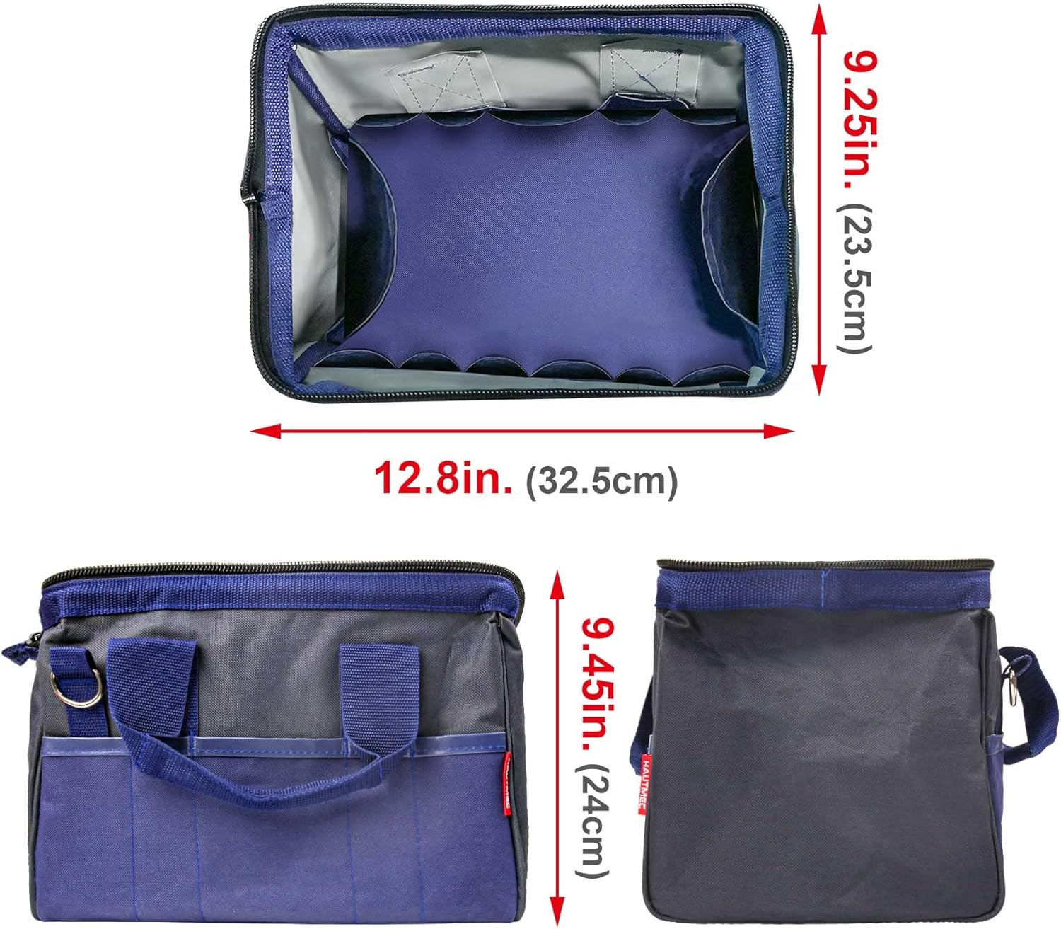 13″ Small Tool Bag, Wide Open Mouth Tool Organizer with 23 Pockets, Rigid Frame,