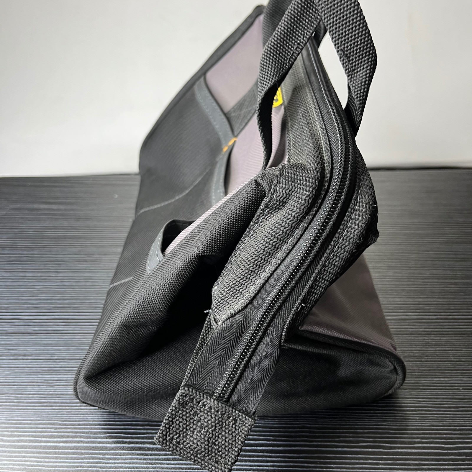 Workforce Tool Bag 13in Black Gray Canvas Zippered Soft Side Multi Pocket Bag