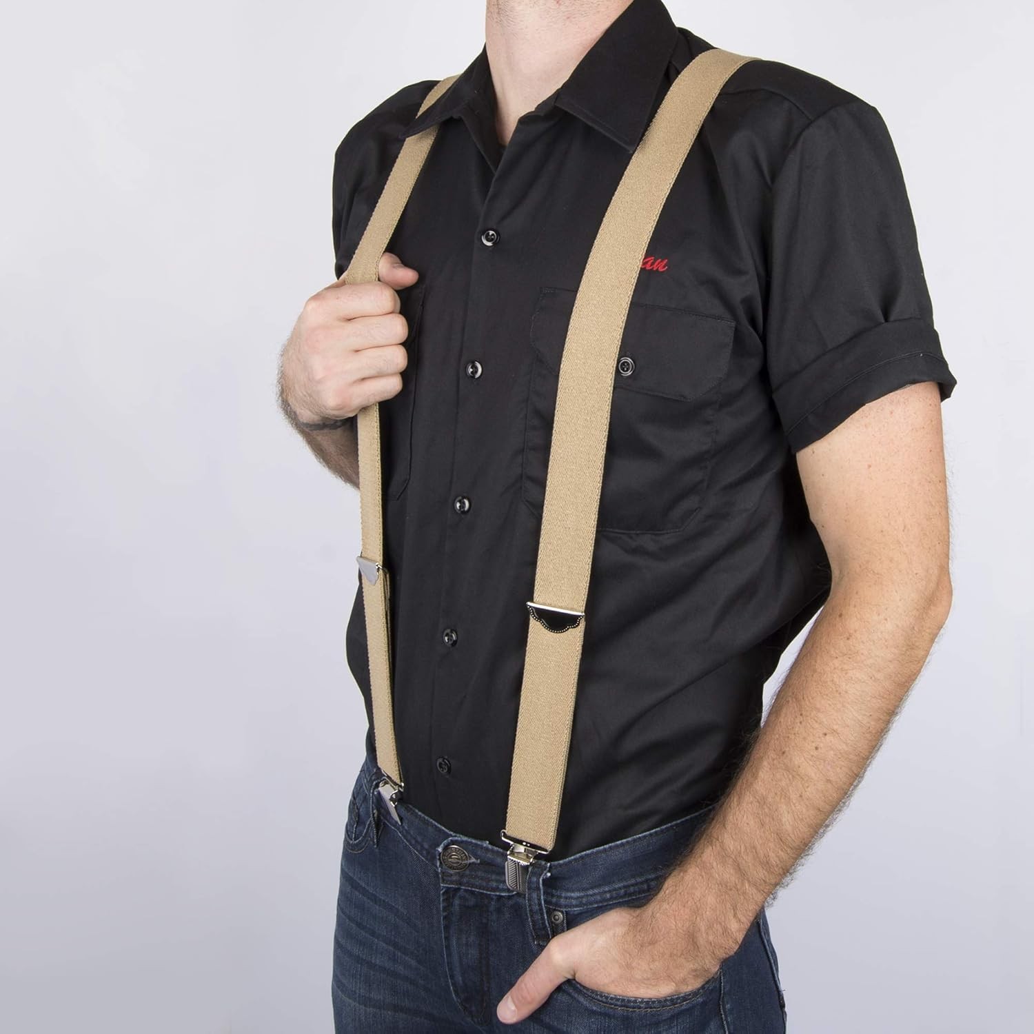 Dickies Men’s 1 1/2 inch Solid Straight Clip Adjustable X One Size, Beige