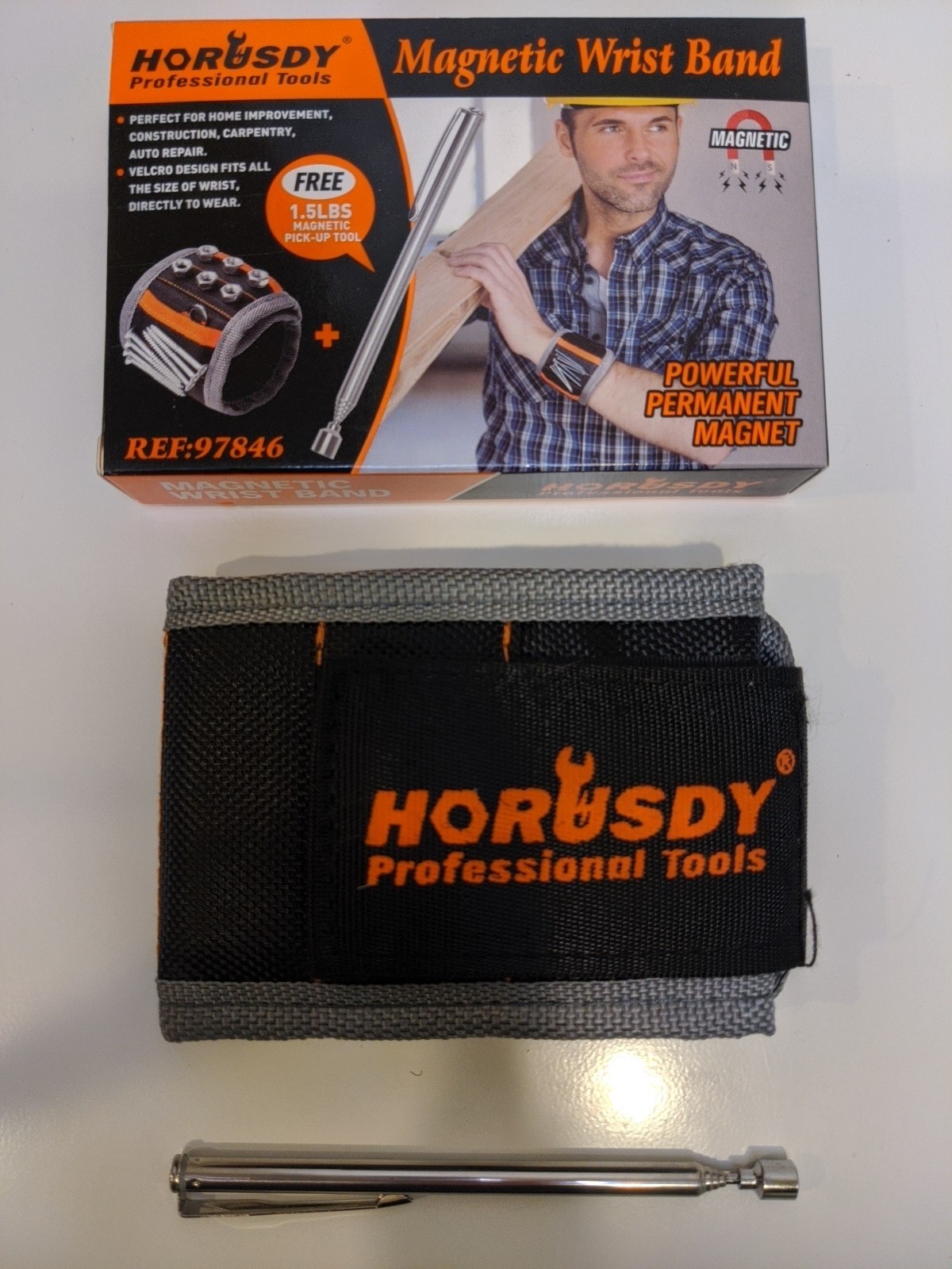 Horusdy Professional Tools Magnetic Wristband Up To 1.5 Lbs