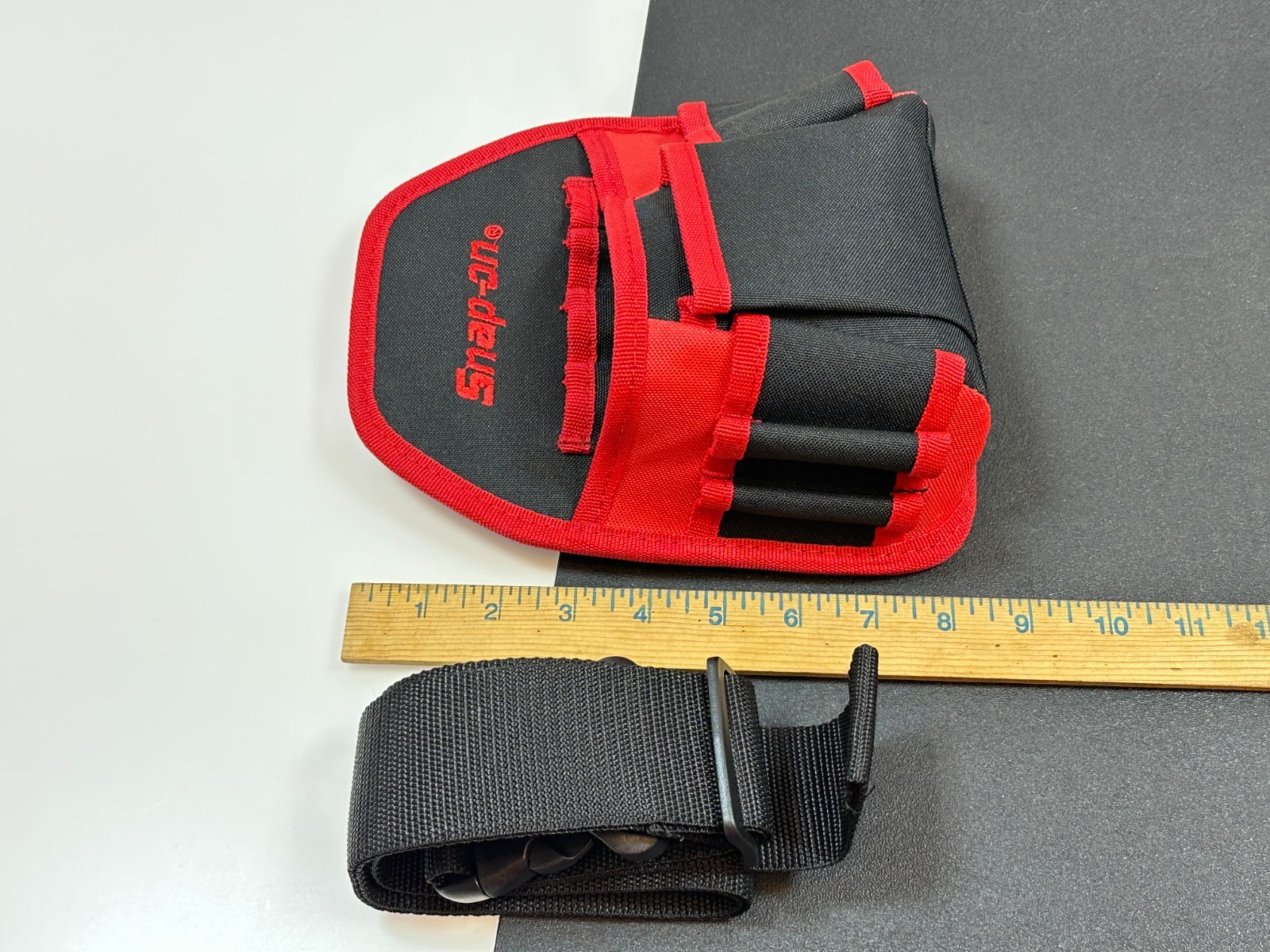 NEW Snap On Tools Tool Pouch Bag w/ Strap, Red/Black Tool Belt w/ Pockets & Clip