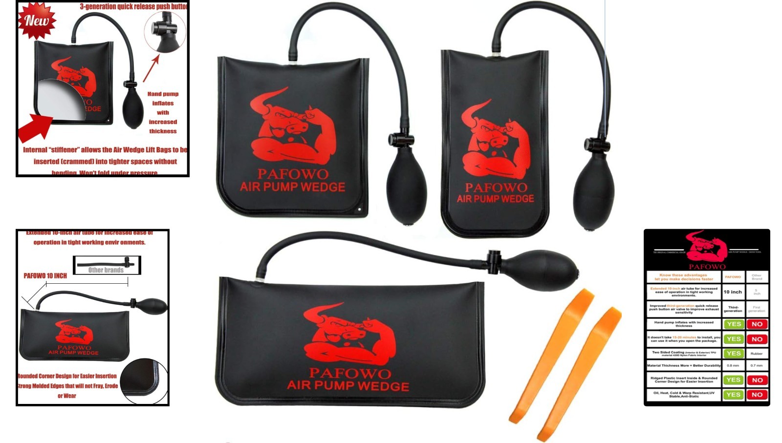 3-Piece Professional Air Wedge Bag Leveling Kit – 300 LB Capacity, Durable