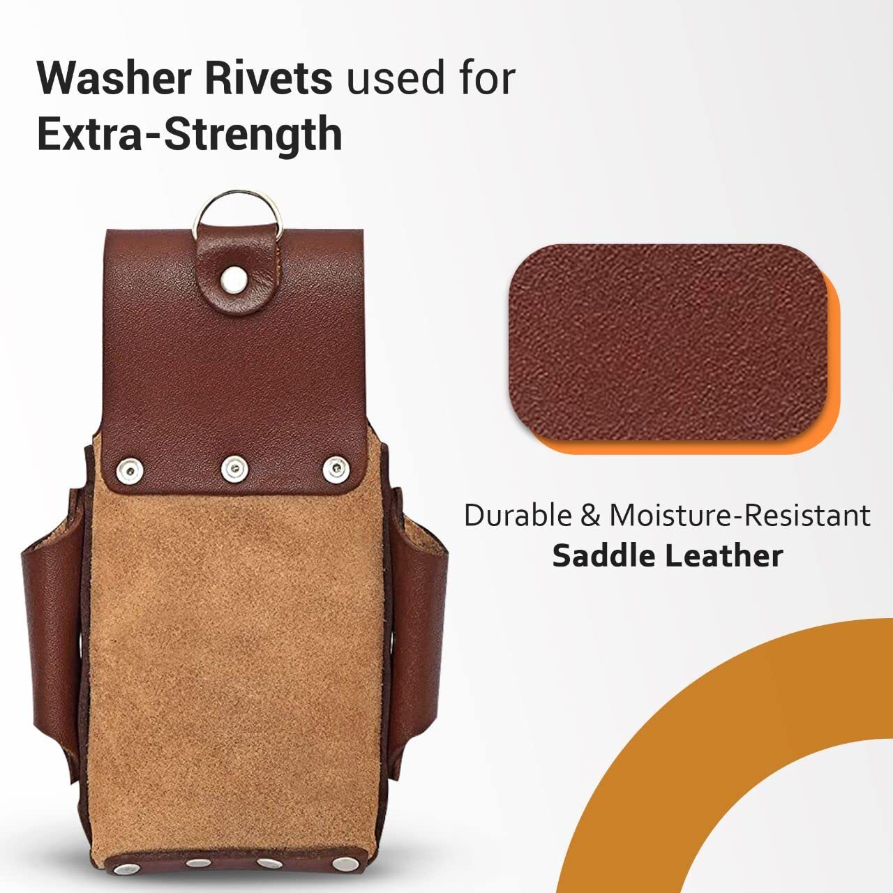 Ap-Leather Pro-5 Electrician Pouch Leather Tool Pouch 5 Pocket Pouch with Ele…
