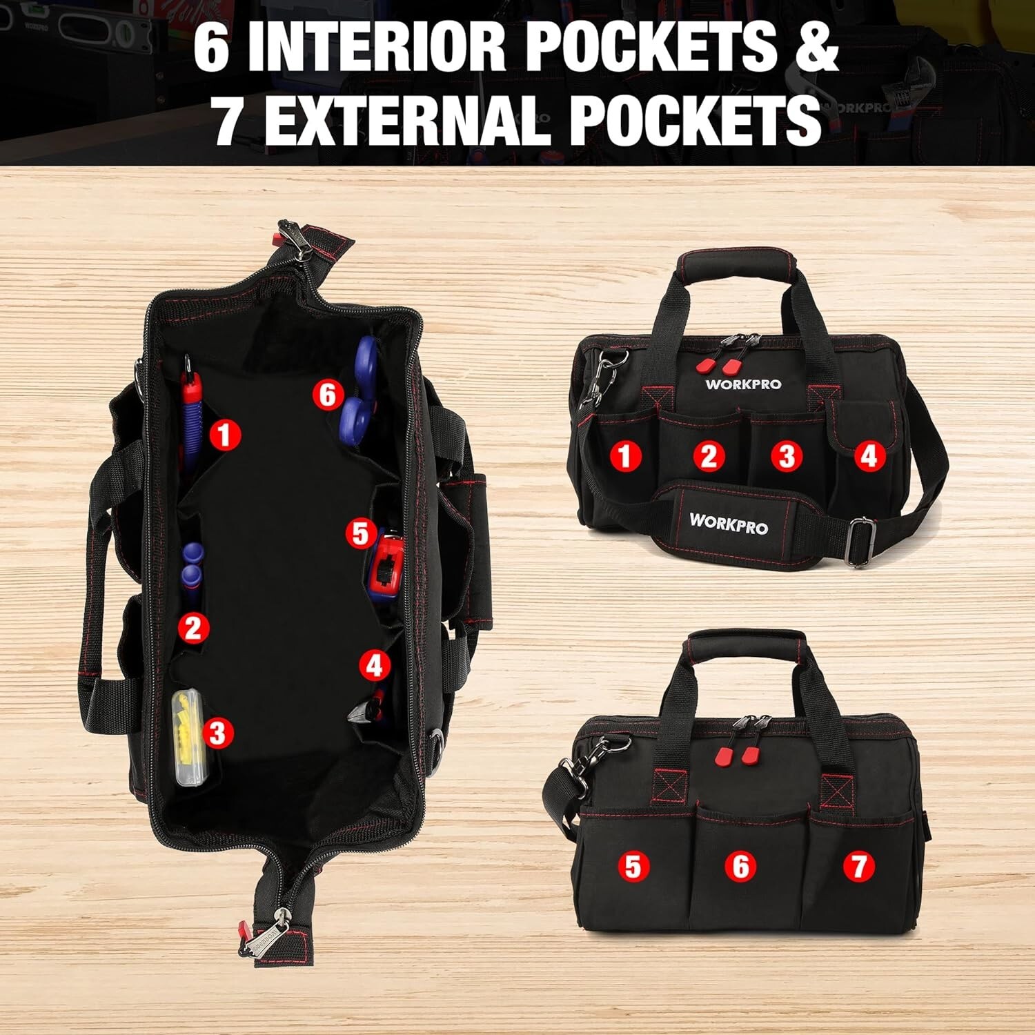 Professional Tool Organizer with Padded Handle & Adjustable Shoulder Strap