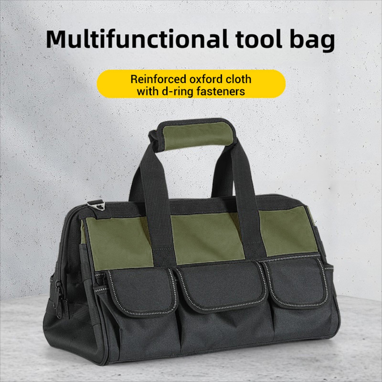 Heavy Tool Bag 15 Inch 25 Pockets Soft Tool Organizer For Electrician Green