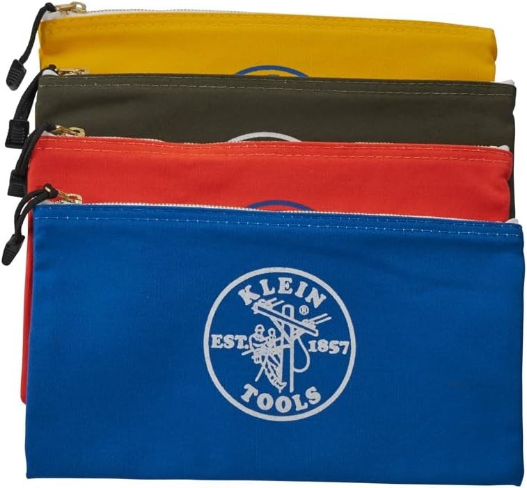 Klein Tools 5140 Canvas Zipper Bag, Tool Pouch, Bank Deposit Utility Bag, 12.5