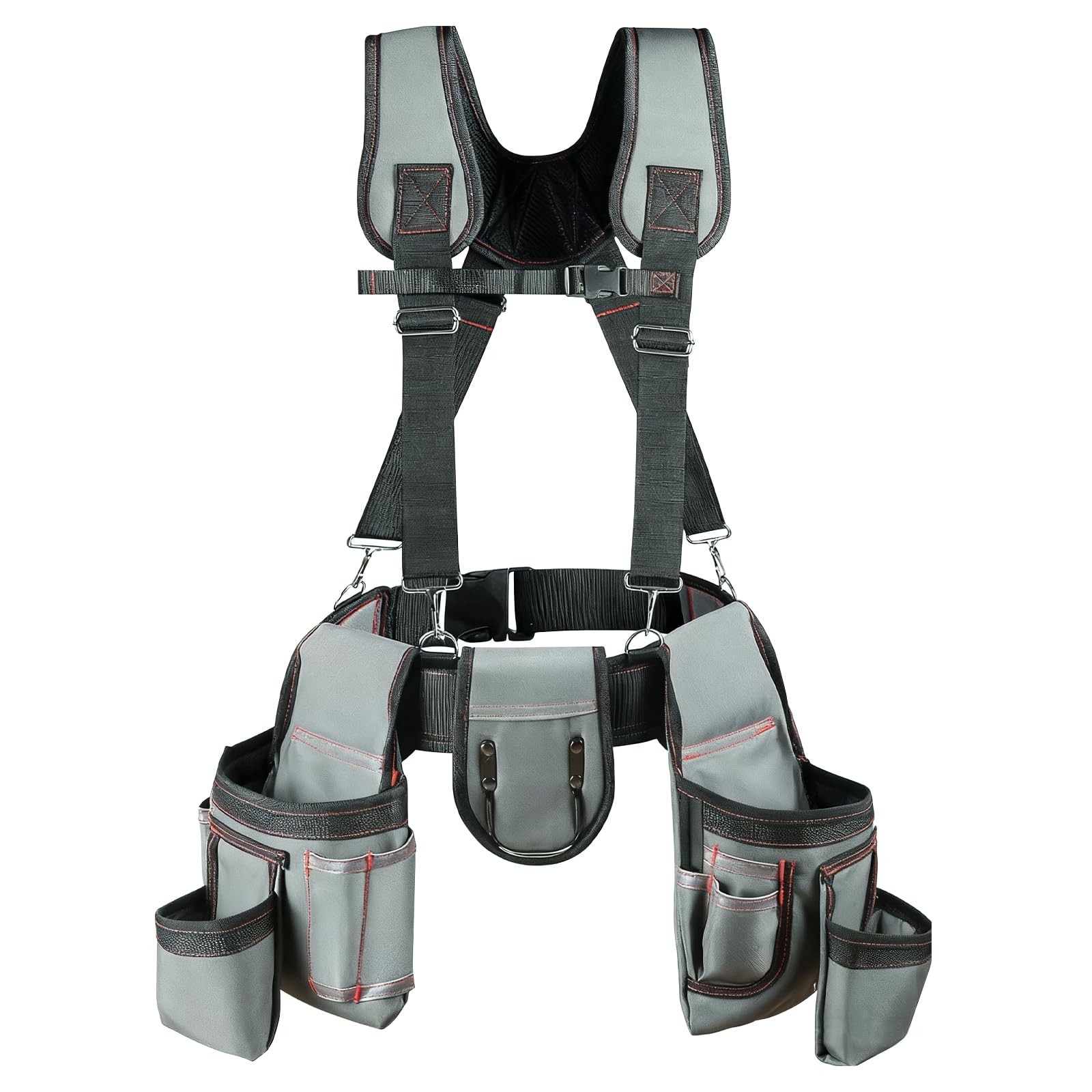 Tool Belt with Suspenders Pouches Pockets Hammer Loop for Men